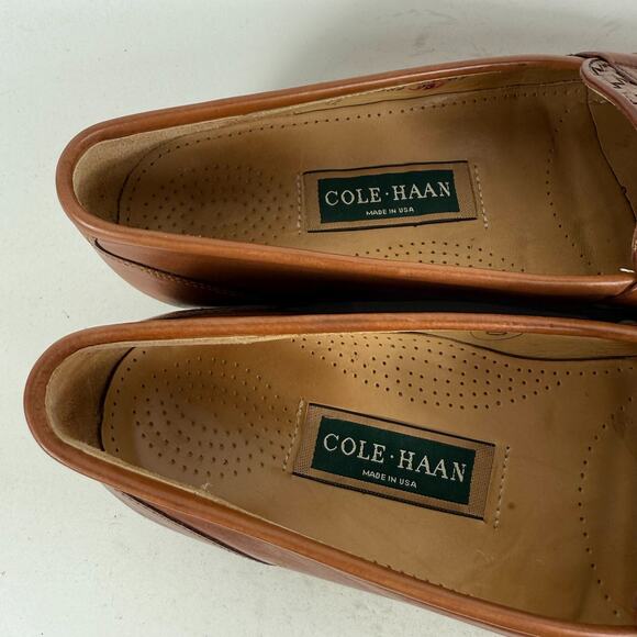 Cole Haan Penny Loafers Men\'s 9.5 Brown Leather Slip-On Round Toe Classic Casual
